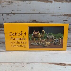 Real Life Nativity Set of 4 Animals Camels Ox Donkey Figurines Three Kings